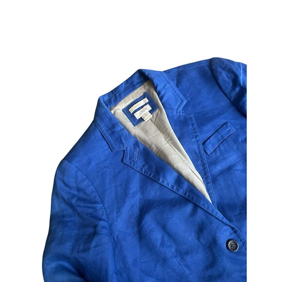 J. Crew Womens 100% Linen Schoolboy Blazer Jacket Sz 10 Blue Surgeon Cuff Preppy - Picture 1 of 10